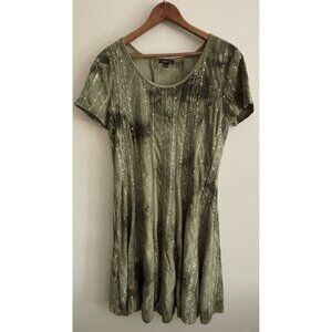 Sami & Jo Plus Green Midi Fit and flare dress Short Sleeve Sequins Fairy Large